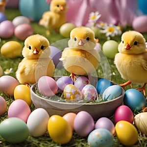 Cherubic Chicks Amongst Easter Colors photo