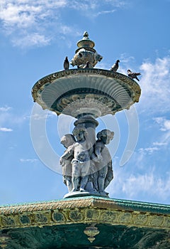 The cherubs on the fountain on the Rossio square. Lisbon. Portugal