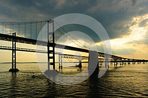 Chesapeake Bay Bridges from a cruise ship deck