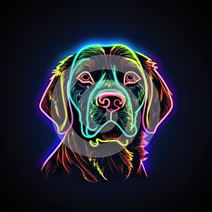 Chesapeake bay retriever. Neon outline icon with a light effect