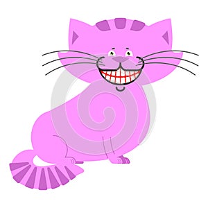Cheshire cat smile isolated. Fantastic pet alice in wonderland.