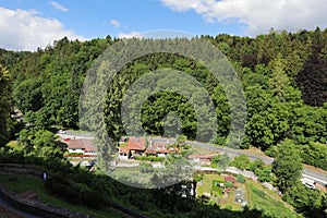 The Cheski-Shternberg lock is on the rock, the Sazava River below flows