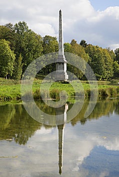 The Chesma obelisk on the shore of the lake. Gatchina photo