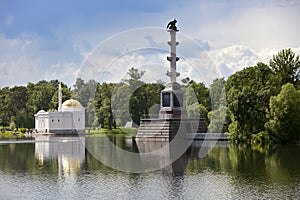 The Chesme Column and Pavilion Turkish bath. Catherine Park. Pushkin (Tsarskoye Selo). Petersburg