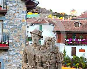 Cheso tyraditional costume statue Hecho Pyrenees photo