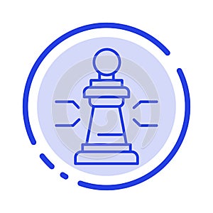 Chess, Advantage, Business, Figures, Game, Strategy, Tactic Blue Dotted Line Line Icon