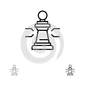Chess, Advantage, Business, Figures, Game, Strategy, Tactic Bold and thin black line icon set