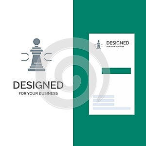 Chess, Advantage, Business, Figures, Game, Strategy, Tactic Grey Logo Design and Business Card Template