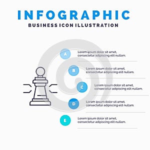 Chess, Advantage, Business, Figures, Game, Strategy, Tactic Line icon with 5 steps presentation infographics Background