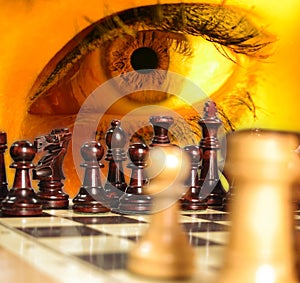 Chess analyse close-up photo