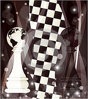 Chess background with two chess pawn