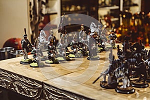 Chess battle figurines of soldiers history policy tactics strategy plan photo