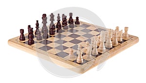 Chess battle on wood board