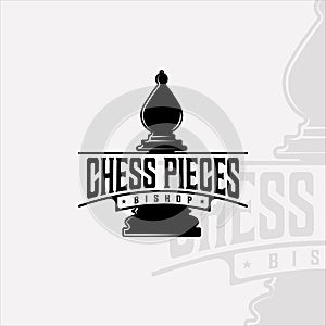 chess and bishop piece logo vintage vector illustration template icon graphic design. retro sign or symbol for chess tournament or