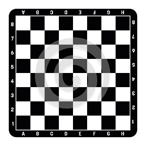 Chess board in black and white. Gameboard for leisure or sport game of chess. Vector illustration