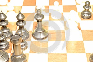 Chess board with the chessmen for skill background