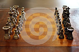 Chess board with copy space in the middle