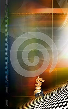 Chess board and dollar quoin