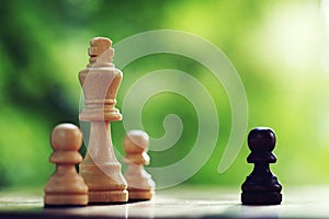 Chess board game, business competitive concept, encounter difficult situation, losing and winning