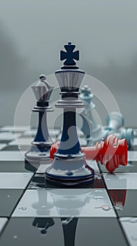 Chess board game concept for business competition, with ample copy space