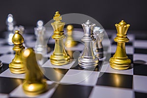 Chess board game concept of business ideas and competition and strategy plan