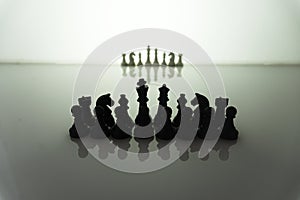 Chess board game figures set: copy space