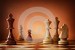 Chess board game for ideas and competition and strategy, business success concept