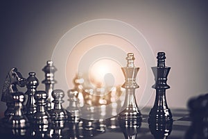 Chess board game for ideas and competition and strategy, business success concept.