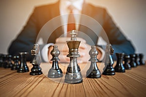 Chess board game for ideas and competition and strategy, business success concept. Businessman challenge concept.