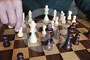 Chess board game, pawn& x27;s move to take advantage. Business planning and strategy concept