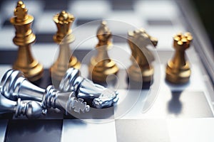 Chess board game. Ranking position of team. Business competitive and strategy planning concept