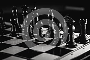 Chess board game. Strategy ideas concept. Black and white