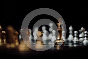 Chess board game, Strategy planning and competition business concept