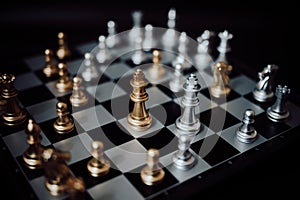 Chess board game, Strategy planning and competition business concept