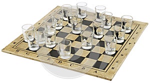 Chess-board with Glass Chess-men;