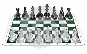 Chess board green full set chess big white front