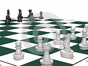 Chess board green full set chess small edge