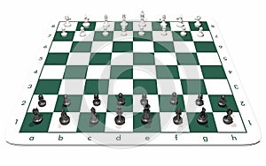 Chess board green full set chess small black front photo