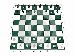 Chess board green full set chess small top white front photo