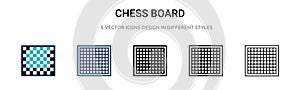 Chess board icon in filled, thin line, outline and stroke style. Vector illustration of two colored and black chess board vector