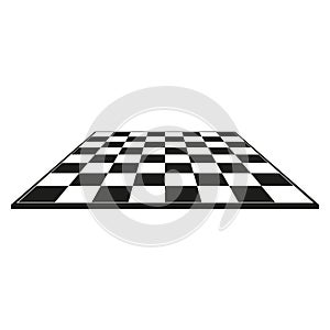 Chess board in isometric style. Black and white board game.