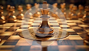 Chess board, king, pawn, rook, knight, battlefield, leadership, conflict, strategy generated by AI
