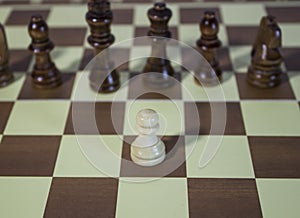 Chess Board - Pawn coin facing powerful enemies.