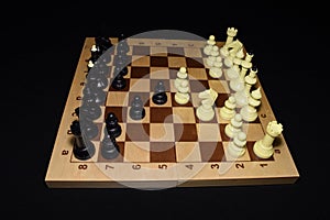 Chess board and the pawns for skill concept