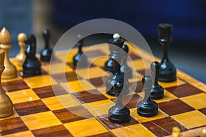 Chess board with pieces. Chessmate position.