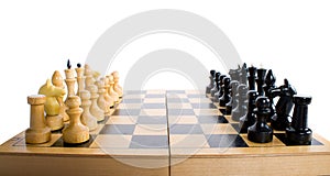 Chess board and pieces in start position