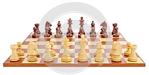 Chess board set up to begin a game