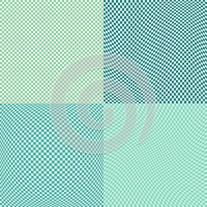 Chess board squares distortion vector seamless pattern set. 4 in