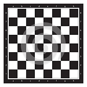 Chess Board Top View With Algebraic Notation Vector Illustration. Chessboard Black And White Tile