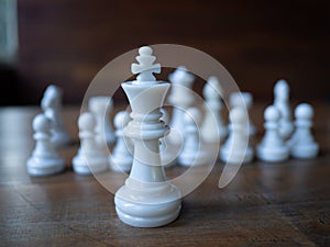 Chess business idea for competition in world market, success and leadership concept